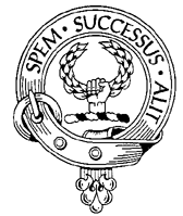 Ross Clan Crest — a hand holding a laurel wreath within a belt bearing the motto Spem Successus Alit
